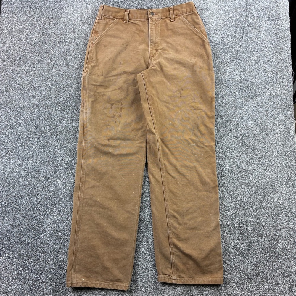 Vintage Carhartt Carpenter Pants Mens 33x34 Brown Heavy Canvas Workwear B11 BRN